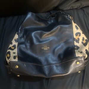 Coach Navy and Leopard Print Women's Bag-#529
